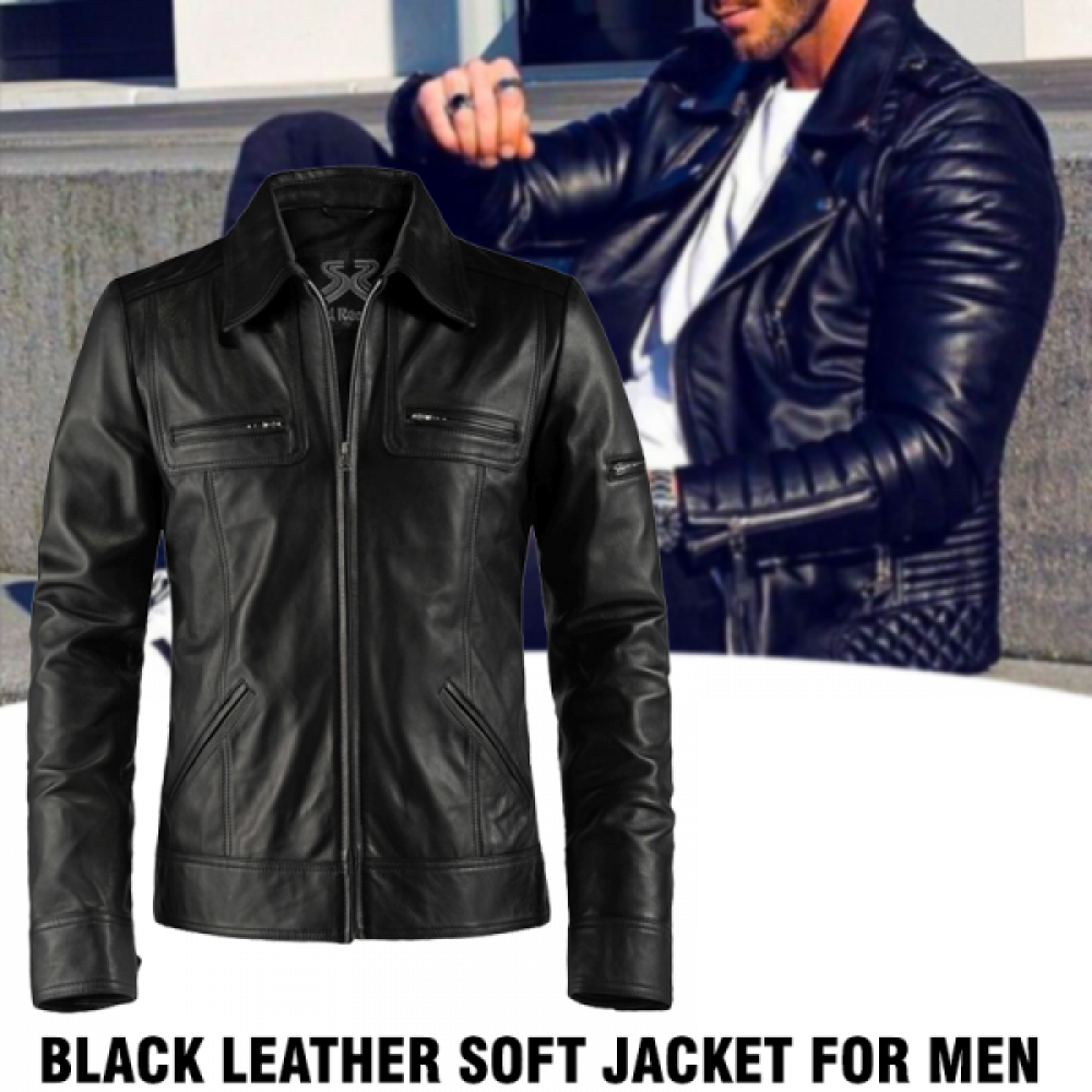 Pailiou Leather Jacket For Men, Black PB12